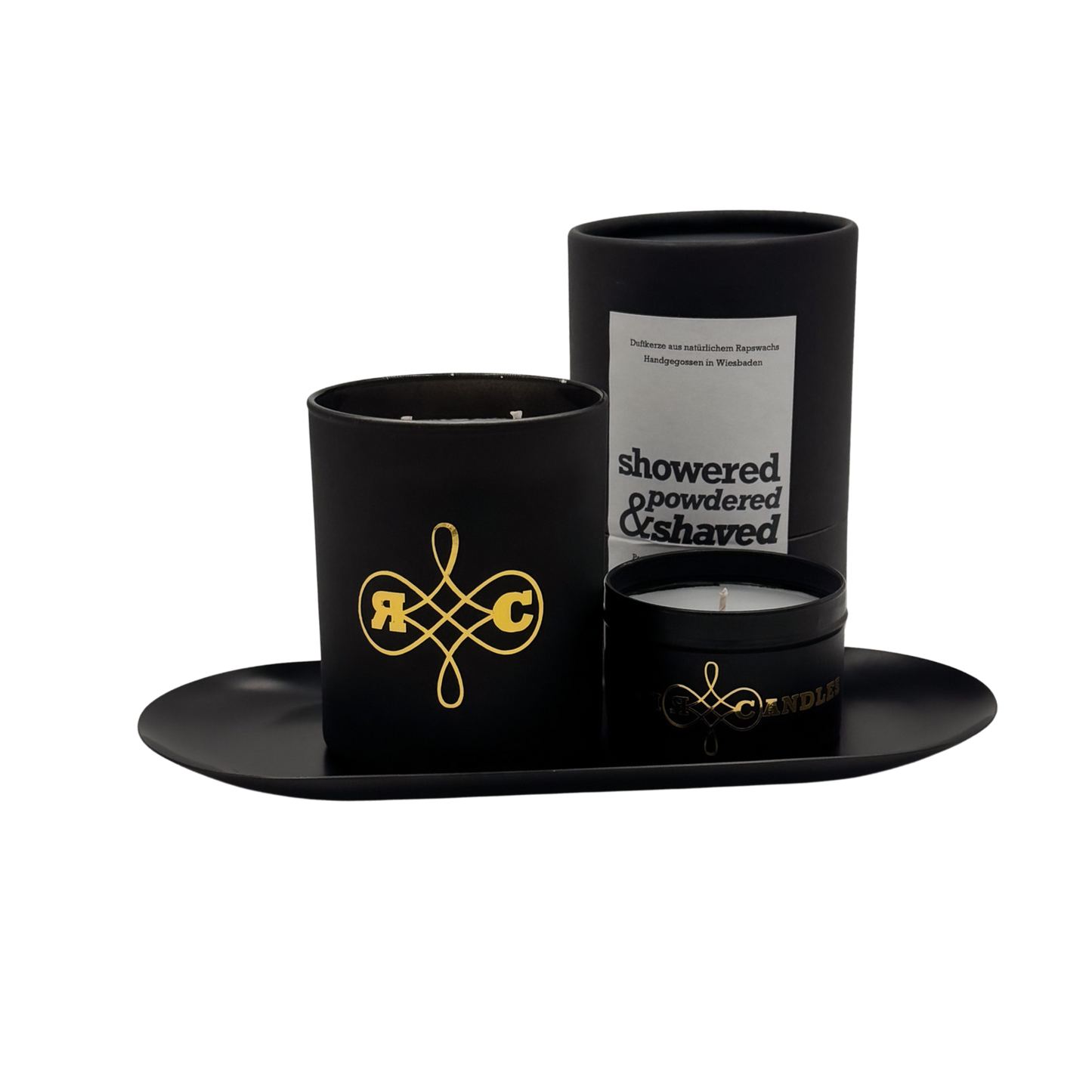 "Frische Premium Duftkerze mit Puder und Rasur Duft"