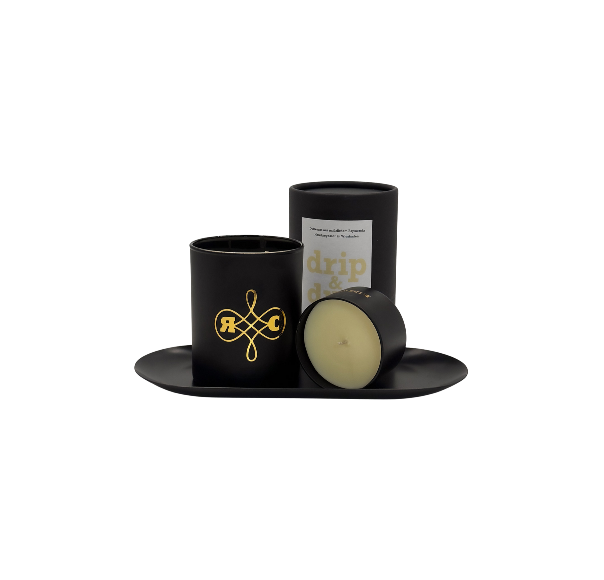 "Drip Dust erdige Duftkerze mit holzigem Duft aus Rapswachs"