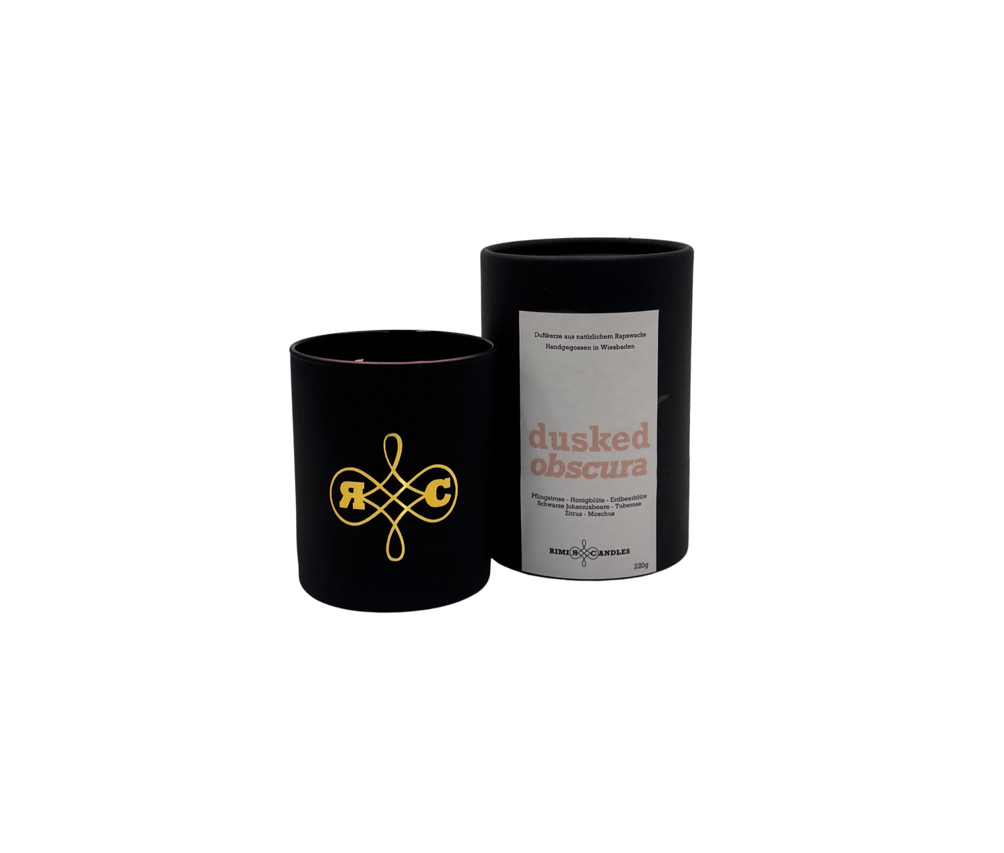 "Elegante Dusked Obscura Duftkerze in Schwarz-Gold"