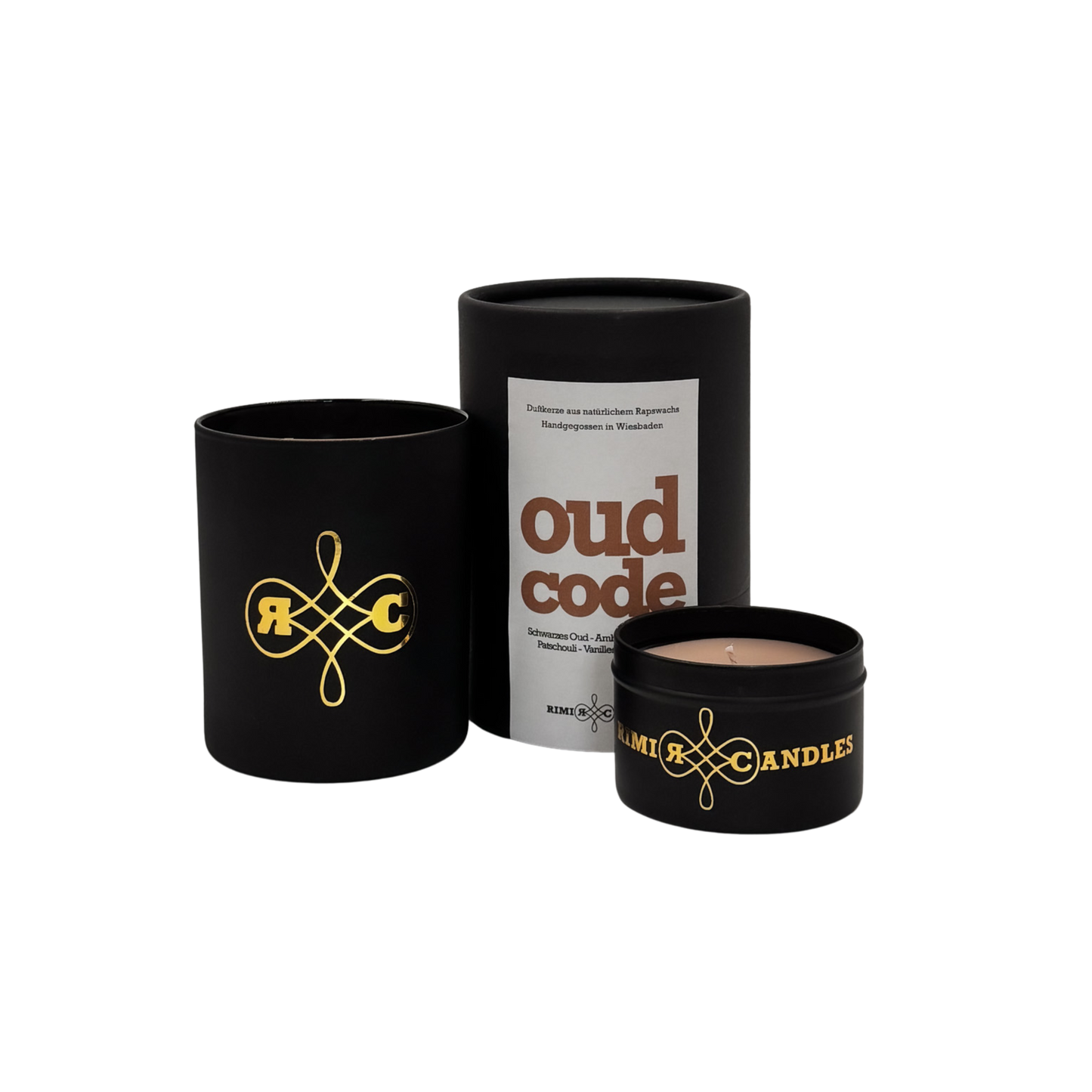 "Premium Oud Code Duftkerze aus nachhaltigem Rapswachs"