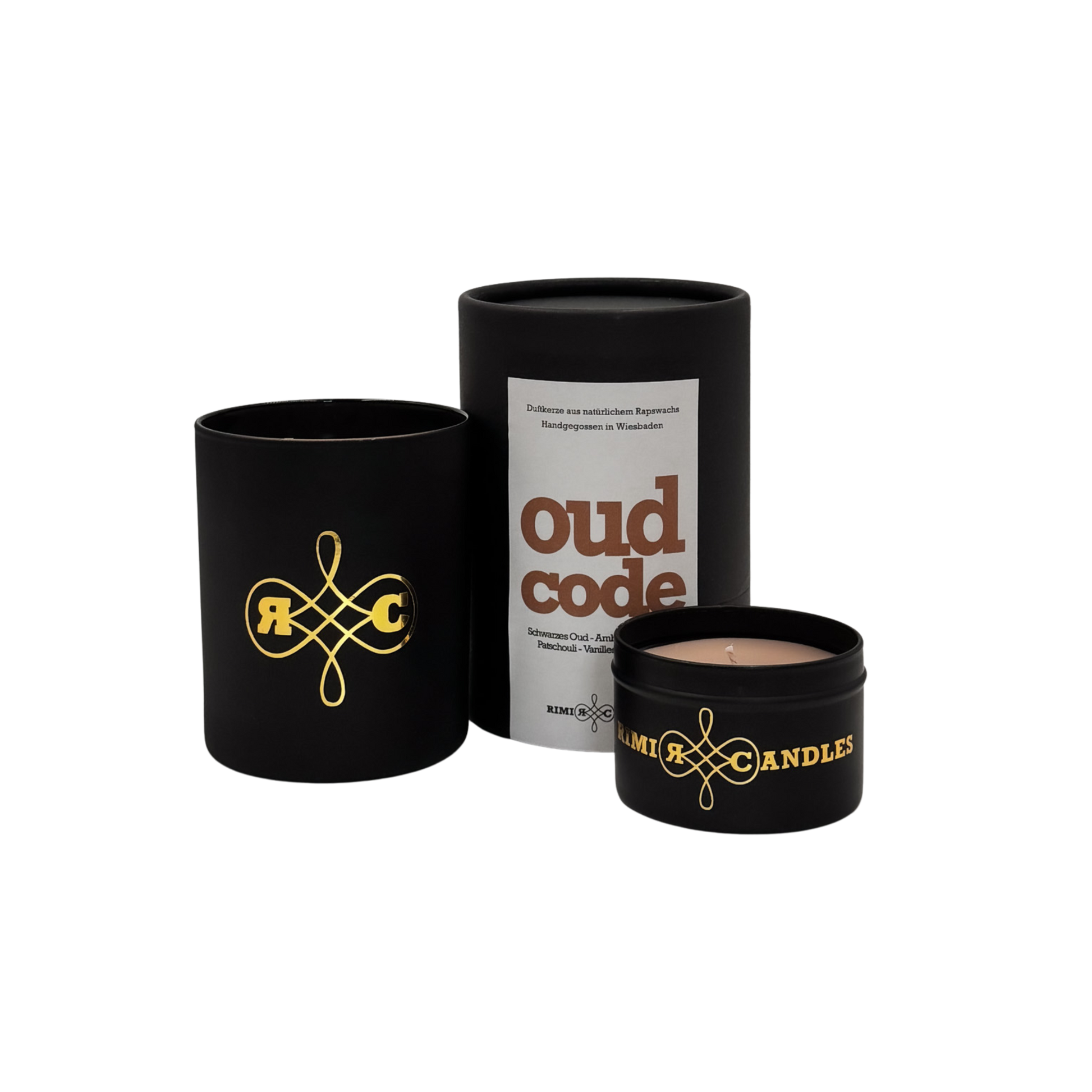 "Premium Oud Code Duftkerze aus nachhaltigem Rapswachs"