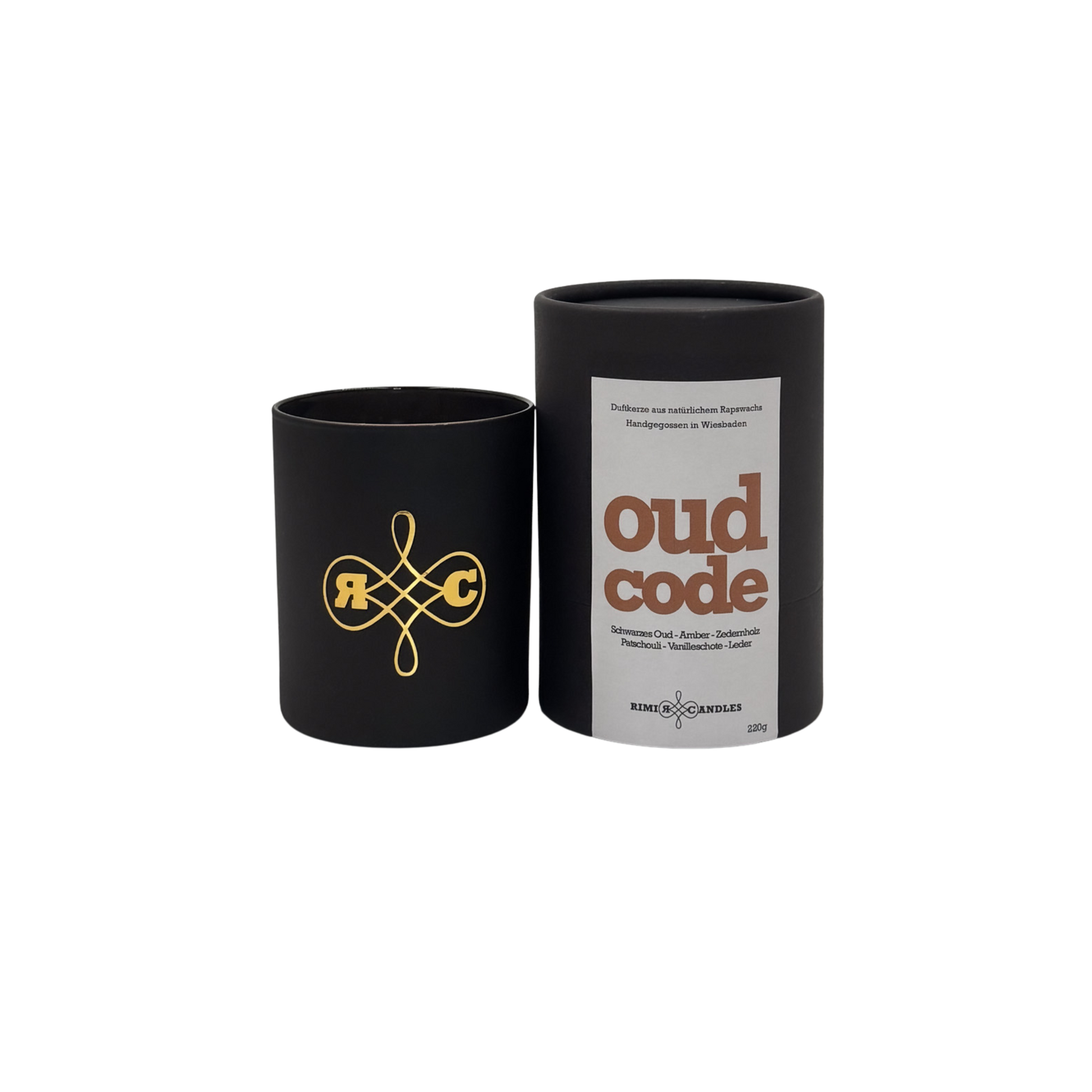"Premium Oud Code Duftkerze aus nachhaltigem Rapswachs"