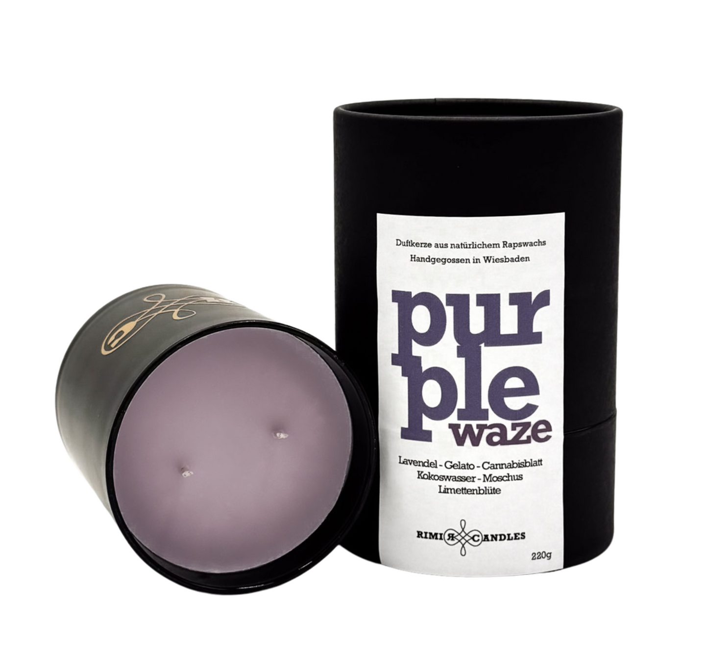 Purple Waze Duftkerze mit Lavendel und Beeren aus Rapswachs