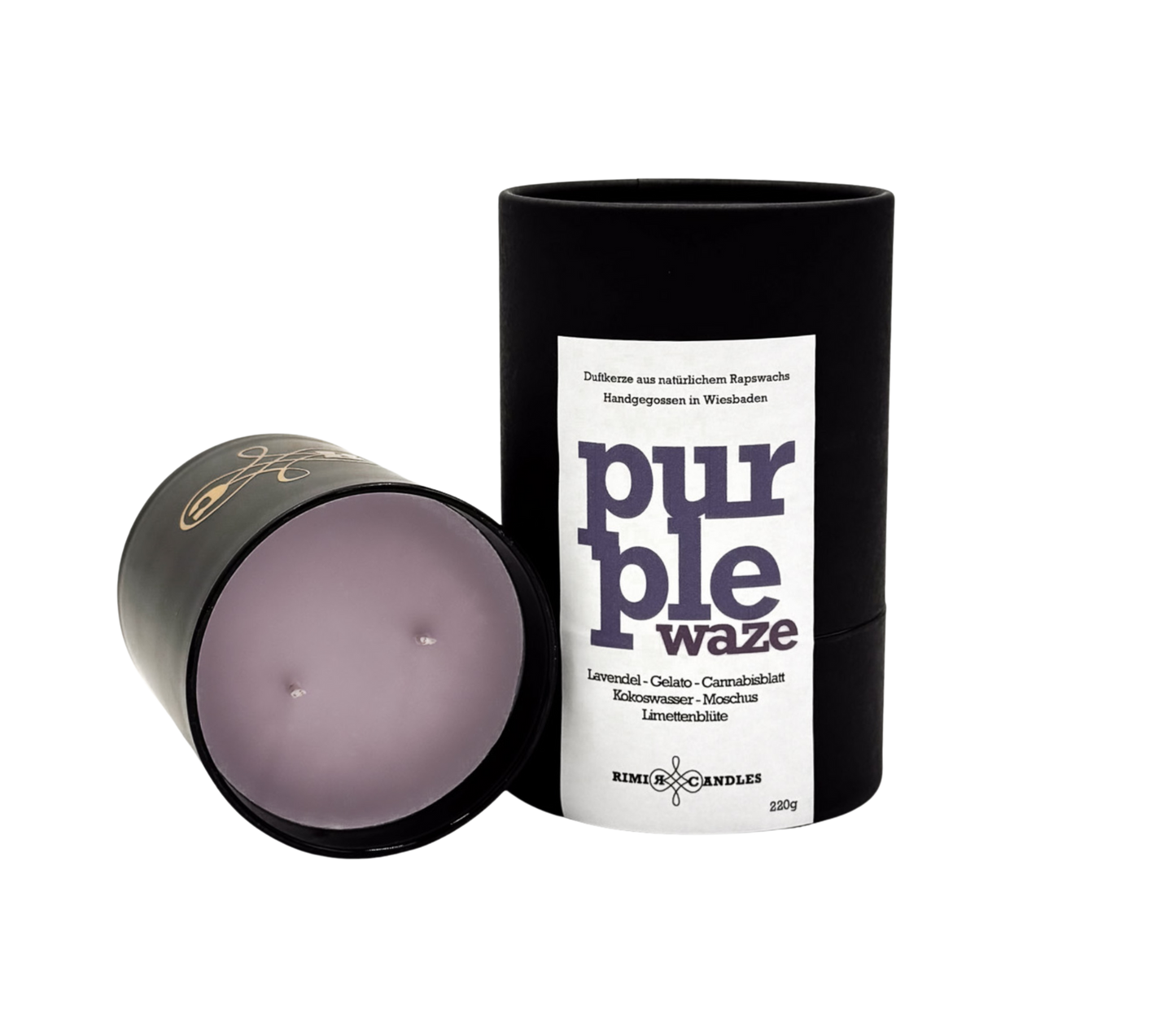 Purple Waze Duftkerze mit Lavendel und Beeren aus Rapswachs