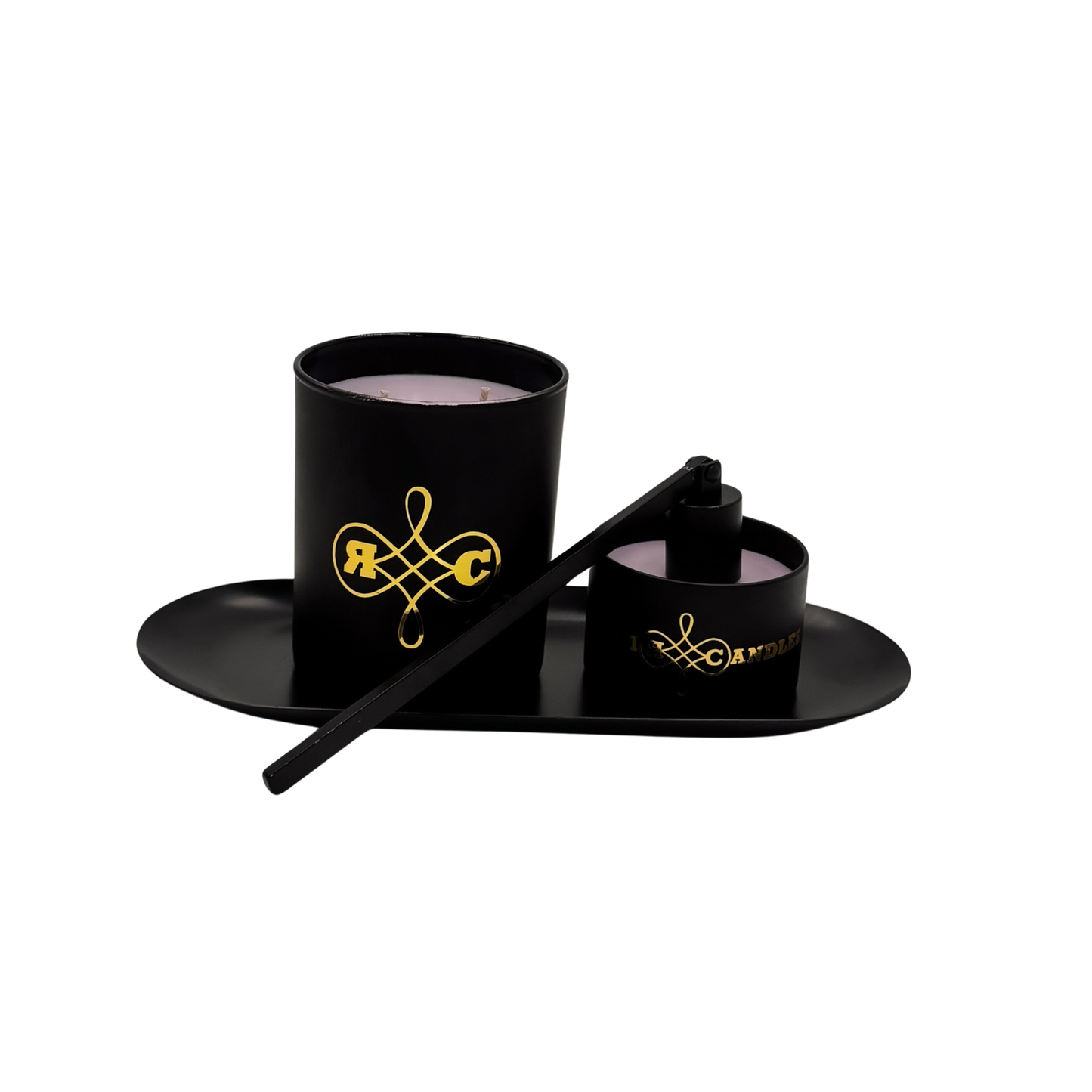 "Entspannende Purple Waze Kerze mit lila Akzenten handgefertigt"