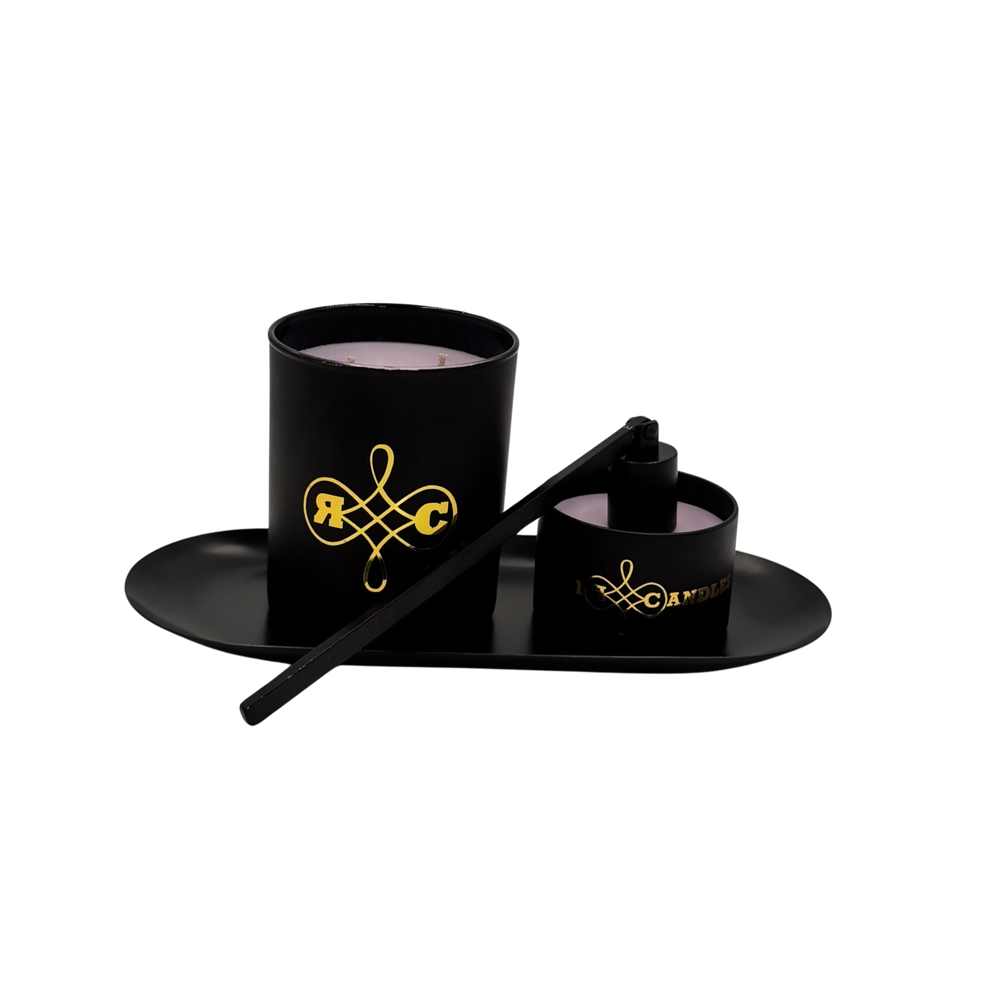 "Entspannende Purple Waze Kerze mit lila Akzenten handgefertigt"