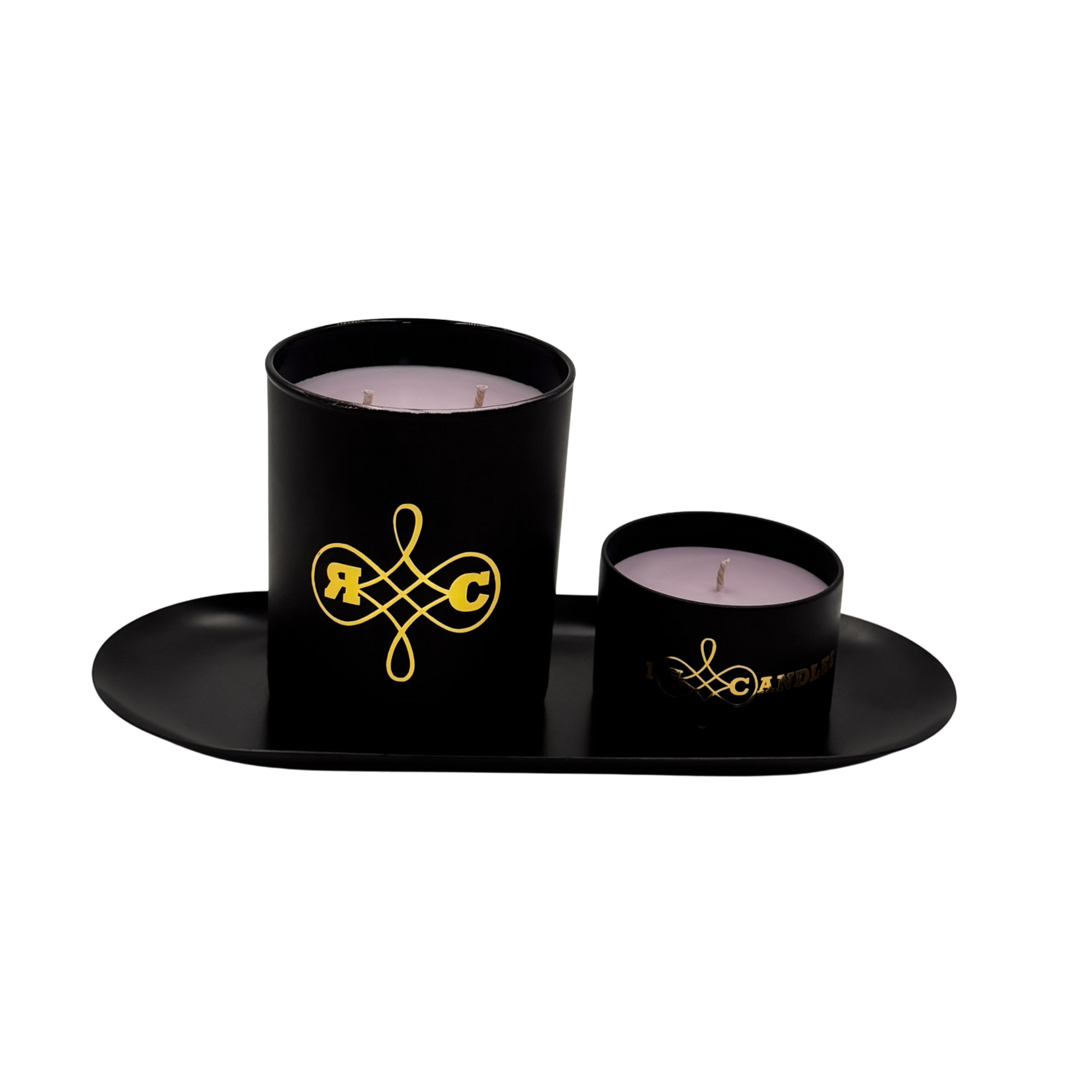 "Entspannende Purple Waze Kerze mit lila Akzenten handgefertigt"