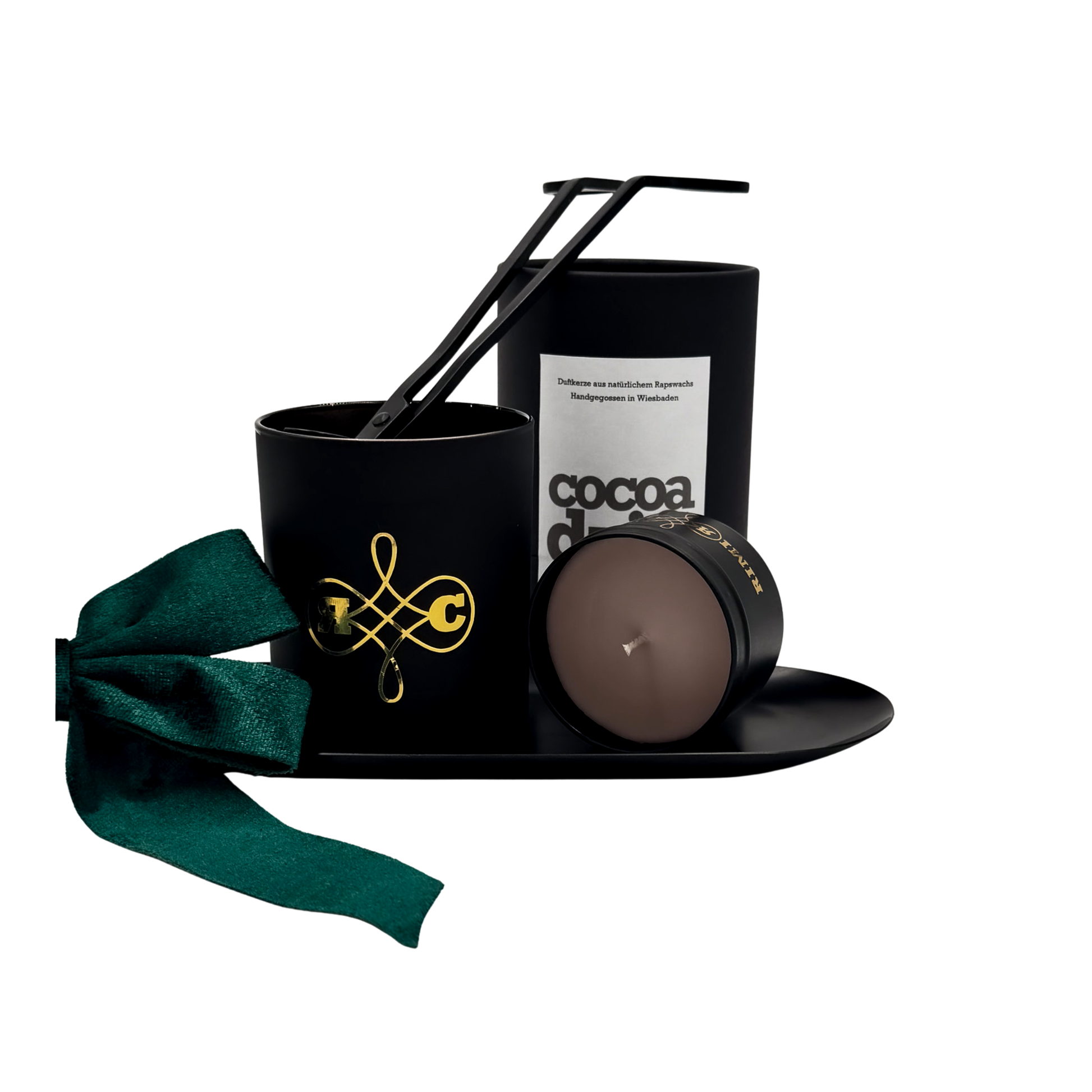 RIMI Candles – Cocoa Drift Kerze: warmes Kakao- und Brownie-Aroma mit Minze für luxuriöse Winterabende.