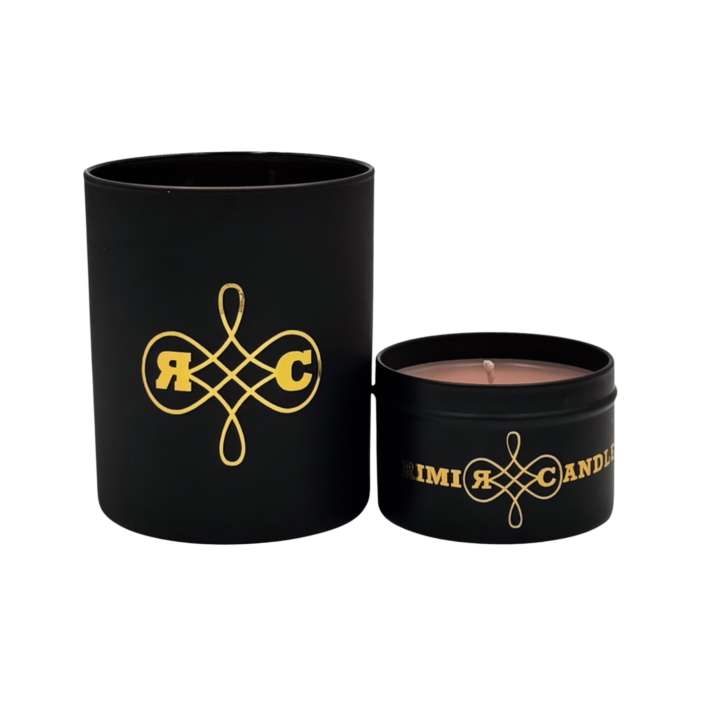 Ginger Glow – warme Winterkerze mit Lebkuchen, Marzipan und Gewürzen, mattschwarze Dose.